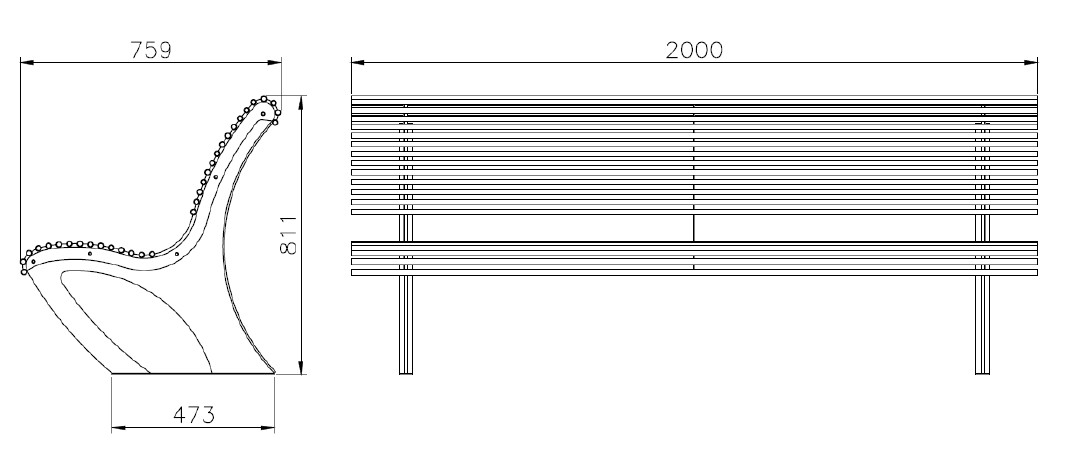 Banc acier Folk 2